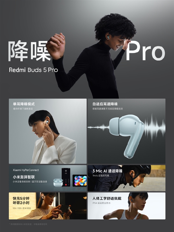 Redmi Buds 5 Pro發布 52dB超強降噪售價399元起，權威硬件評測網站,www.cdhysqd.com