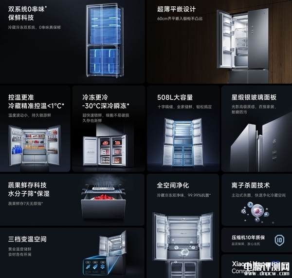 小米米家冰箱分儲(chǔ)鮮Pro十字508L上市 60cm平嵌+雙系統(tǒng)售價(jià)3999元，權(quán)威硬件評(píng)測(cè)網(wǎng)站,www.cdhysqd.com