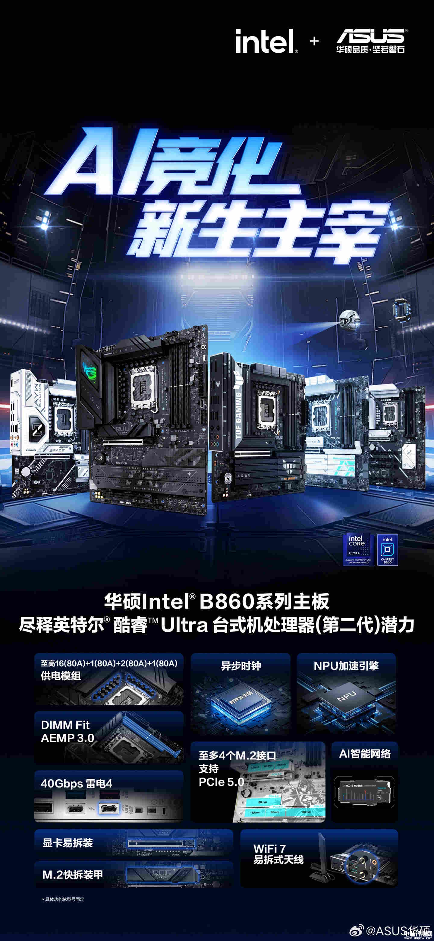 華碩推出英特爾B860系列主板以及AMD B850/B840系列主板,權(quán)威硬件評測網(wǎng)站,www.cdhysqd.com