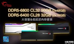 芝奇DDR5-6800 CL32 2x48GB及 DDR5-6400 CL28 2x16GB內存套裝發布