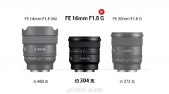 索尼全新全畫幅大光圈超廣角定焦鏡頭FE 16mm F1.8 G發布：僅304克 售價6499元