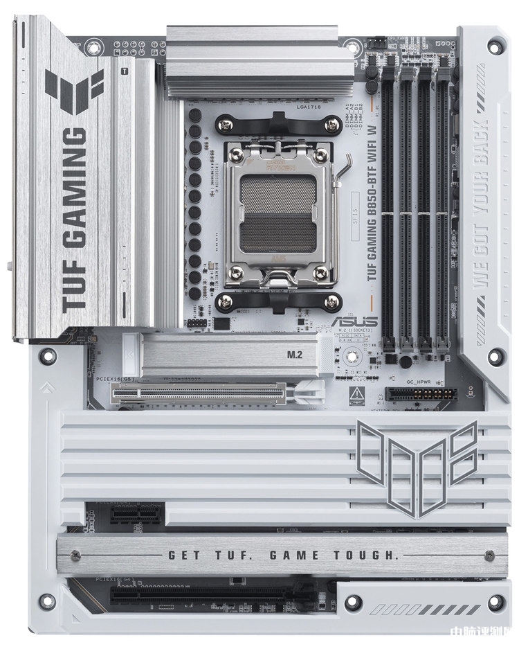 華碩TUF GAMING B850-BTF WIFI W背插主板白色版發布，權威硬件評測網站,www.cdhysqd.com